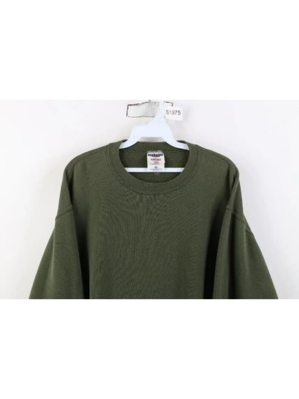 Vtg 90s Streetwear Mens Medium Faded Blank Crewneck Sweatshirt Olive Green USA
